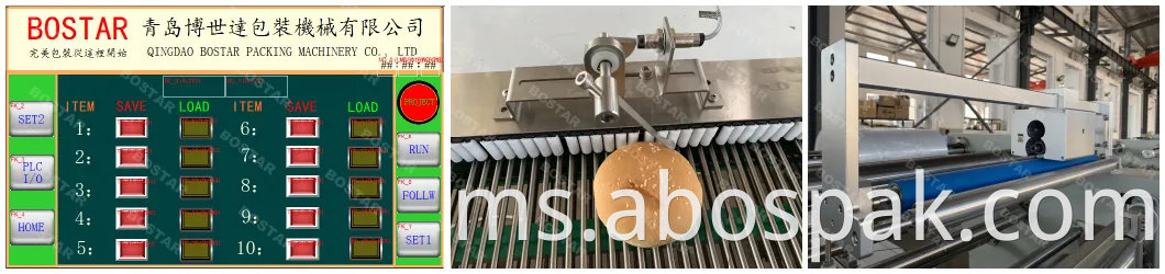Mass Production Line Hamburger Bun Makanan automatik pembungkusan Mesin Pembungkusan Line